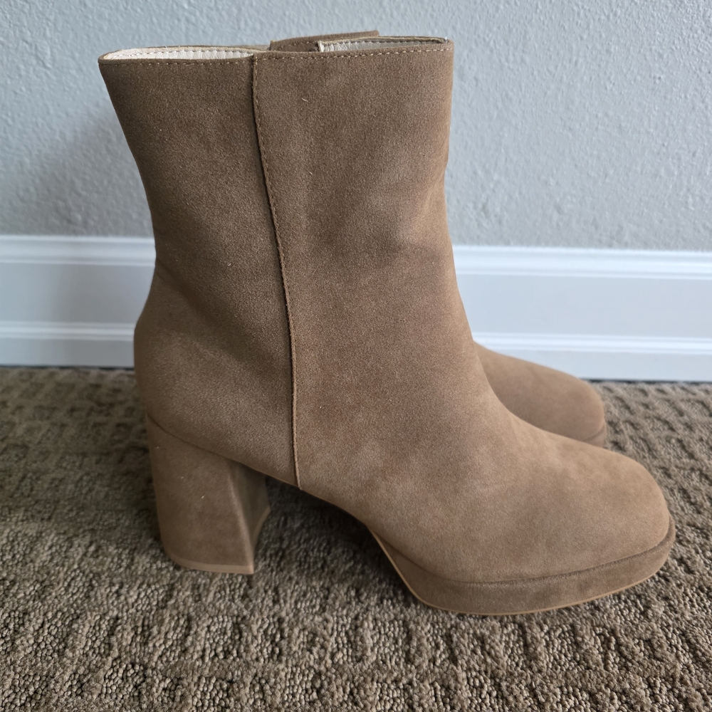 Elegant Tan Suede Heeled Boots